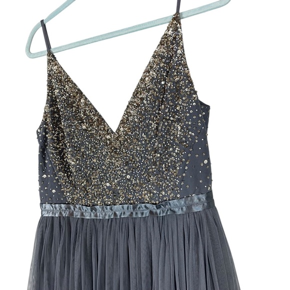 BHLDN Reception 1 Grey Sequin Bodice Tulle Gown Dress Size 10 NWT - Picture 7 of 15